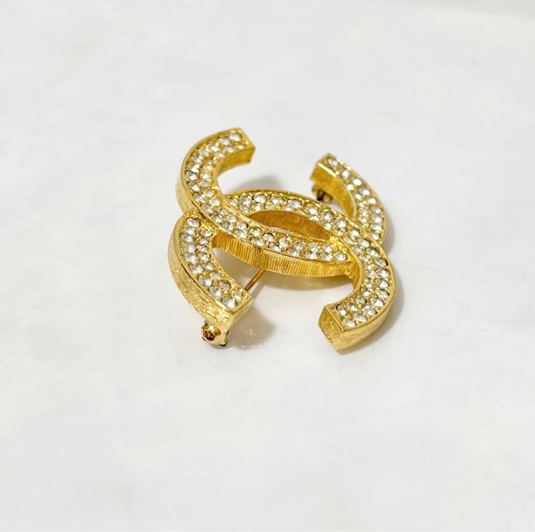 美品 CHANEL ココマーク ラインストーン ブローチ ヴィンテージ