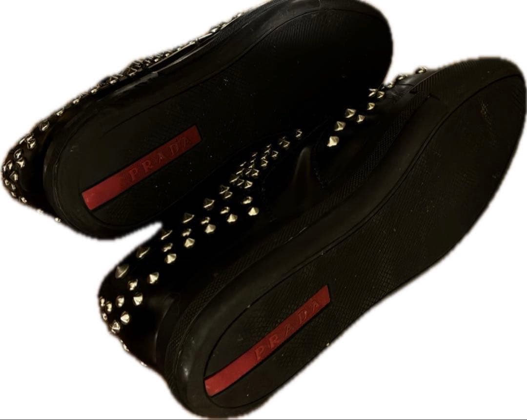 PRADA スタッズ付き ブラックレザー ドレスシューズ 40