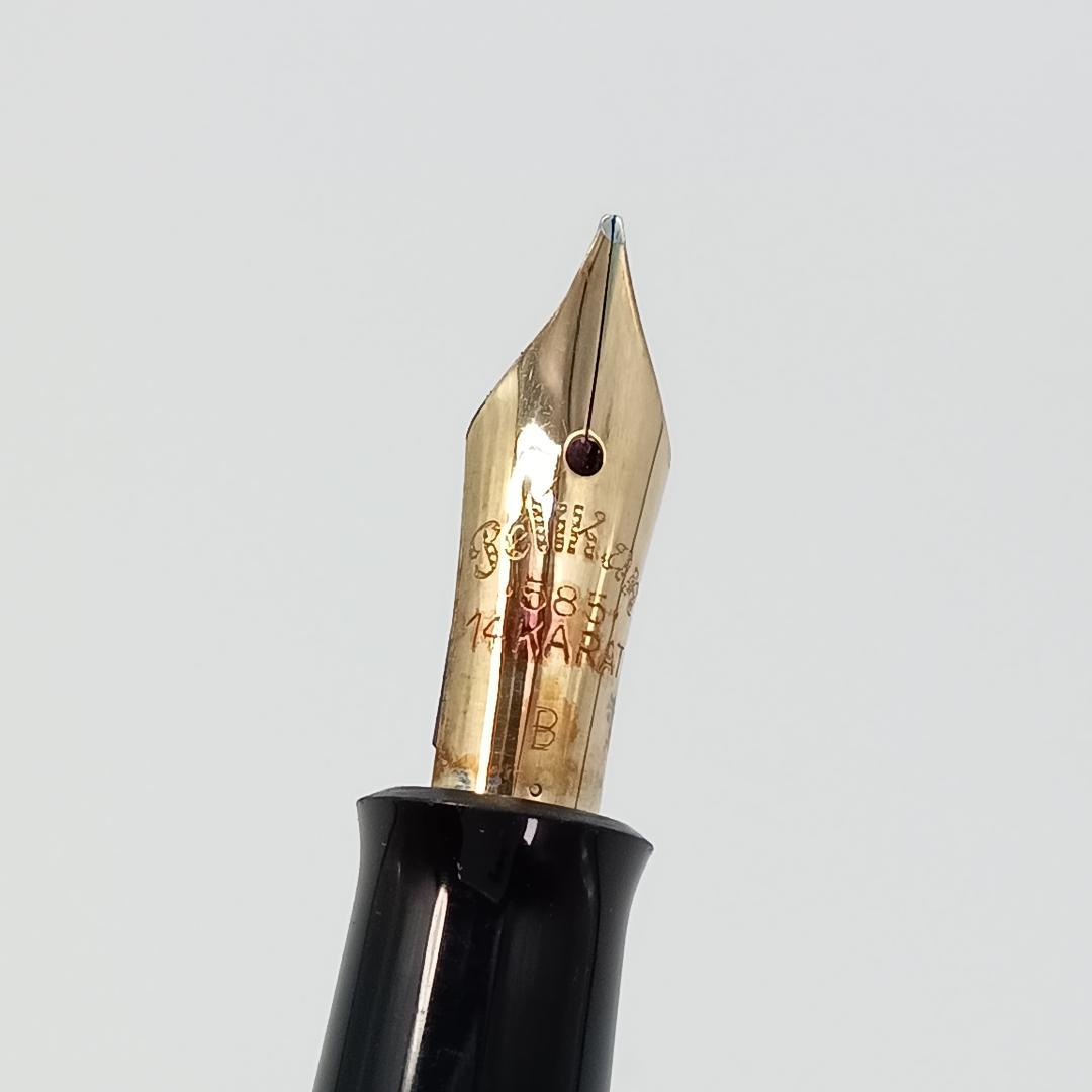 ペリカン pelican 万年筆 585 14KARAT 緑縞 ゴールド 14金