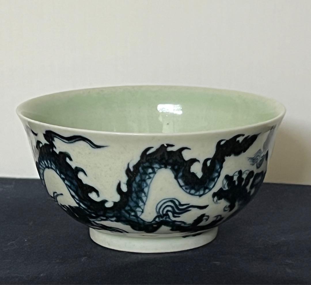 中国 骨董【大明宣徳年製】染付龍文碗