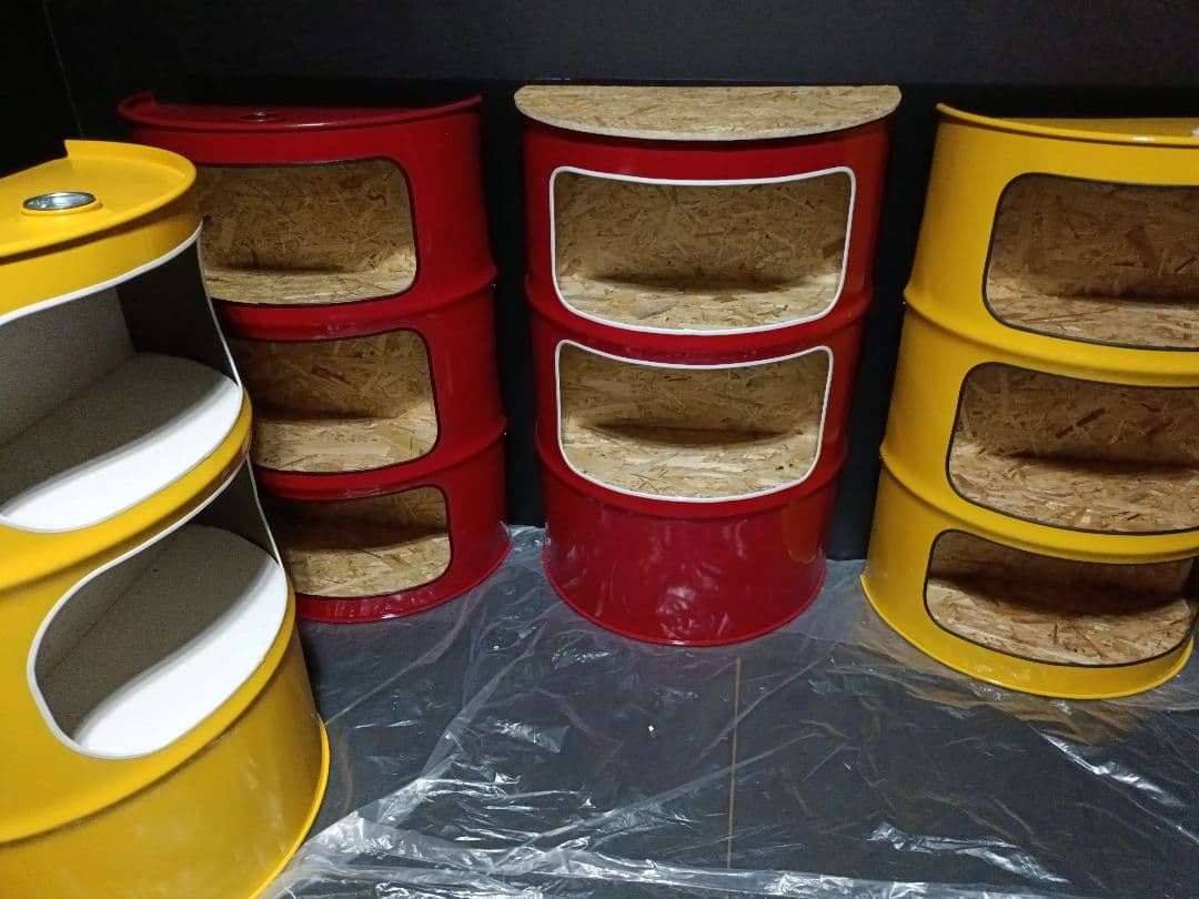 カメムシ品！200㍑ドラム缶remakeBOX３段【イエロー】