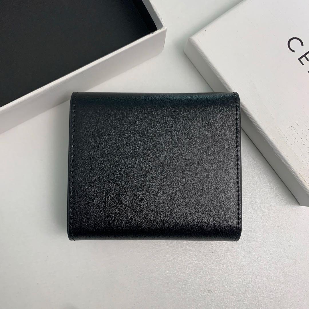 CELINE セリーヌ トリオンフ フラップウォレット 折財布 レザー 黒