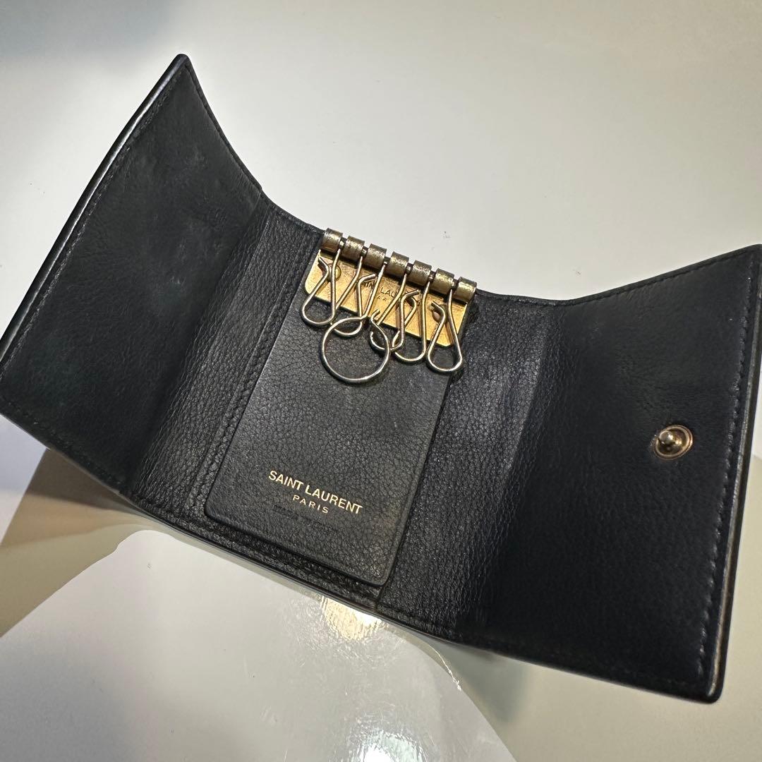 【中古】SAINT LAURENT ブラック 6連キーケース ★YSLロゴ★