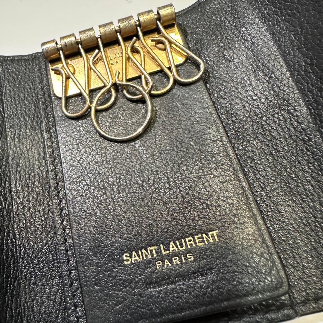 【中古】SAINT LAURENT ブラック 6連キーケース ★YSLロゴ★