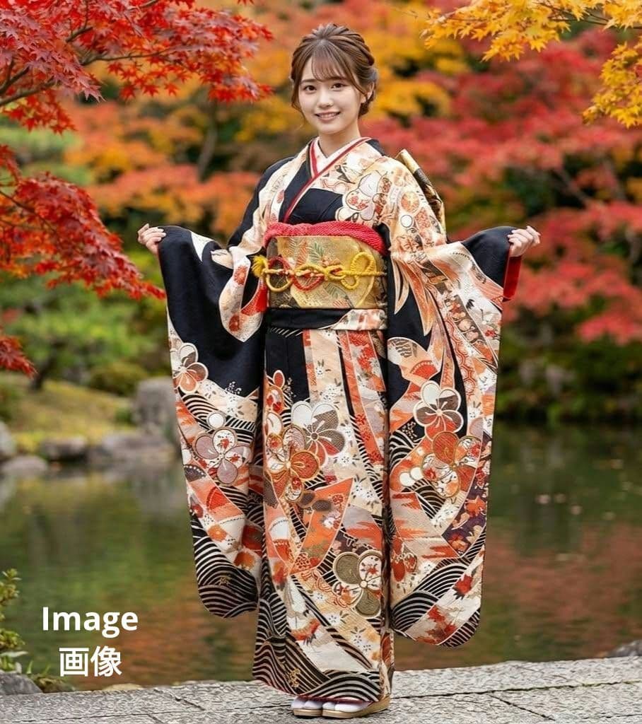 453【最終価格】古典柄　和モダン【正絹振袖7点フルセット】成人式卒業式謝恩会