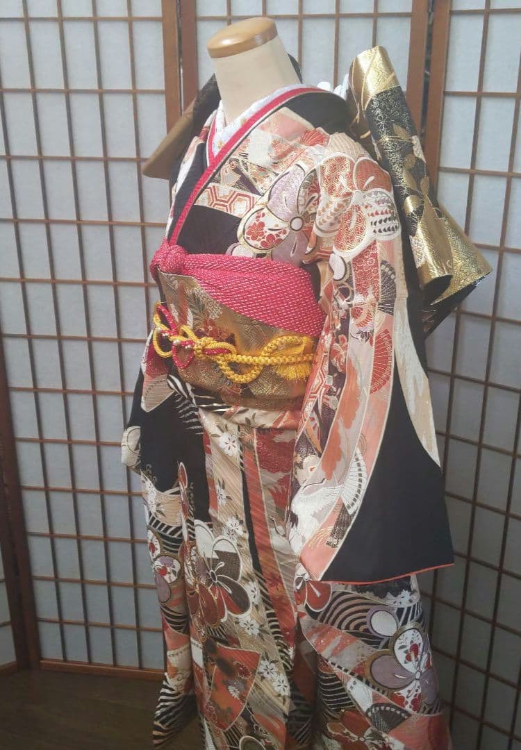 453【最終価格】古典柄　和モダン【正絹振袖7点フルセット】成人式卒業式謝恩会