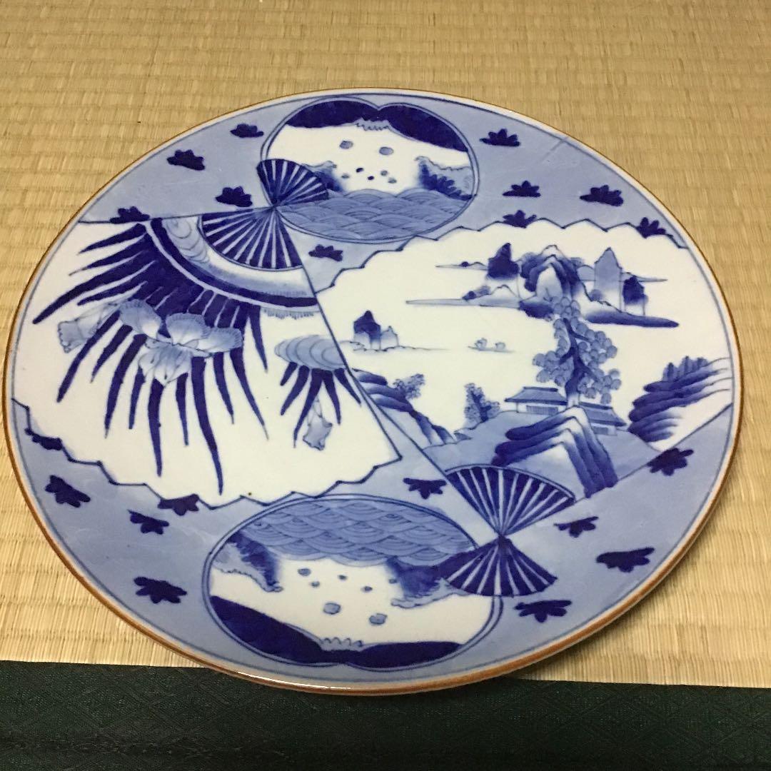 古伊万里染付扇面の図大皿