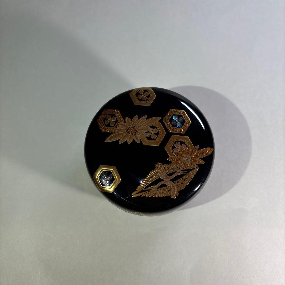 大下宗香　吉祥紋蒔絵　平棗 内平目銀地(桐箱入)