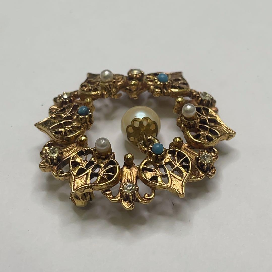 ヴィンテージ フロレンザ Florenza ブローチ パール ターコイズ