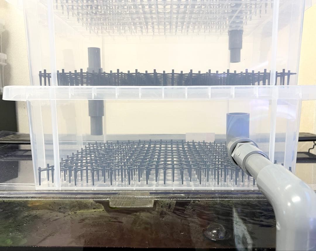 自作 濾過装置 3段ボックス クリア 濾過層 濾過器 金魚 メダカ 1,500L