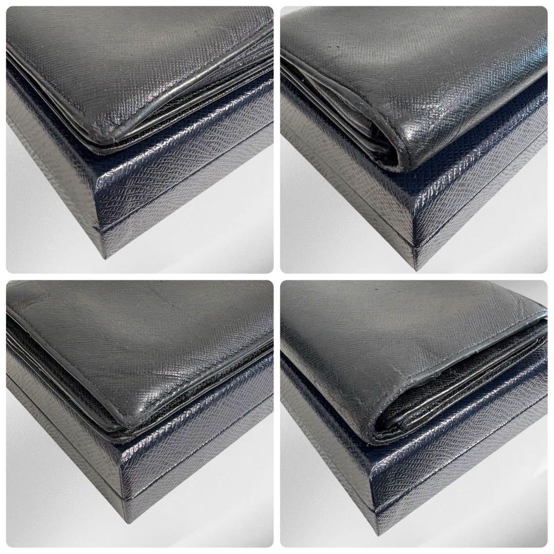 美品✨ PRADA プラダ 二つ折り財布 サフィアーノ ブラック 三角ロゴ