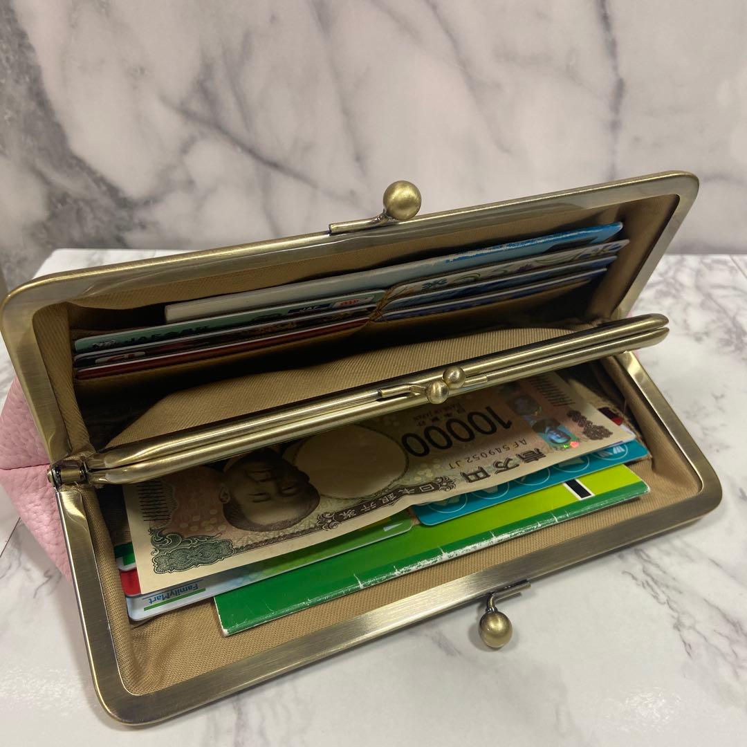 花花ハンドメイド　本革親子がま口長財布2点