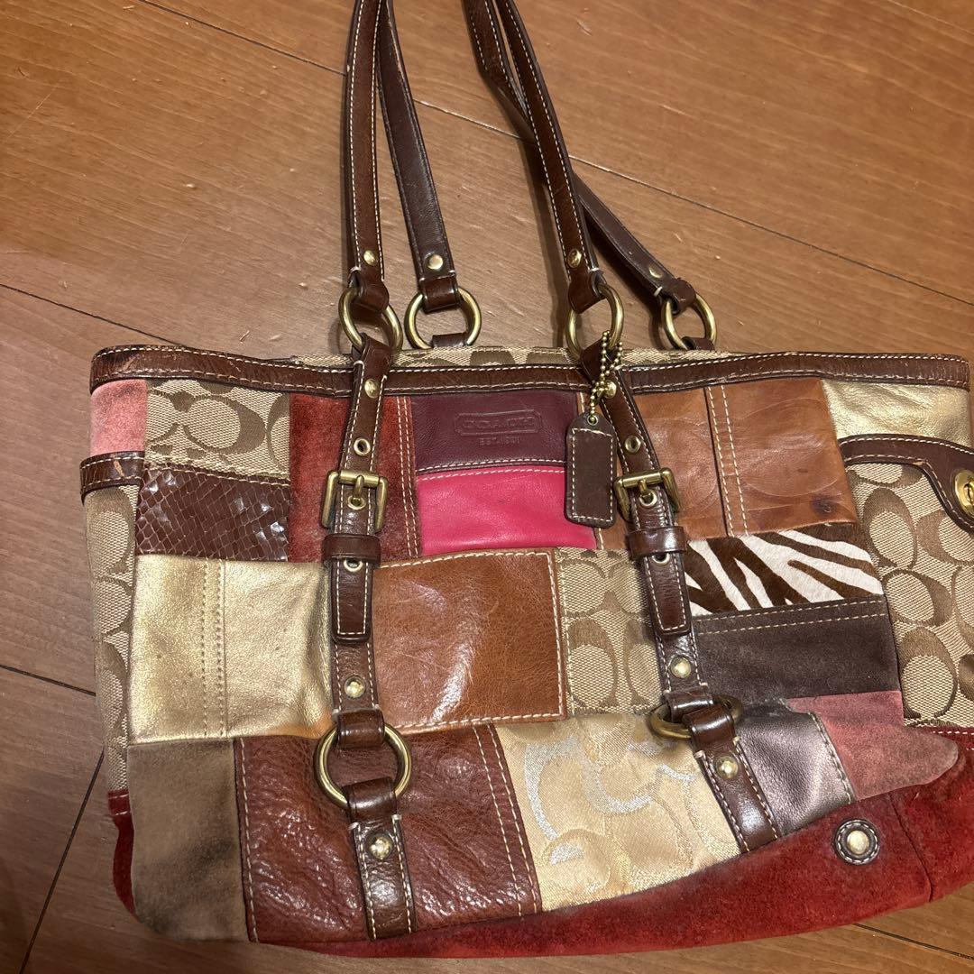 希少⭐︎Coach パッチワーク トートバッグ　異素材