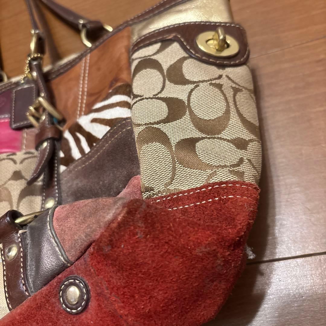 希少⭐︎Coach パッチワーク トートバッグ　異素材