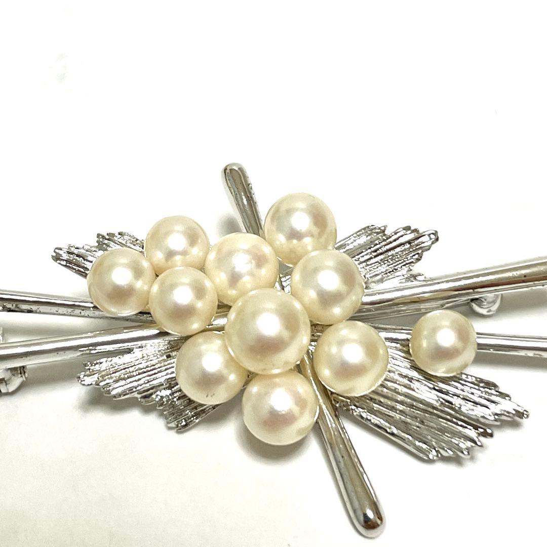 希少デザイン✨MIKIMOTO ミキモト あこや 本真珠 パール ブローチ
