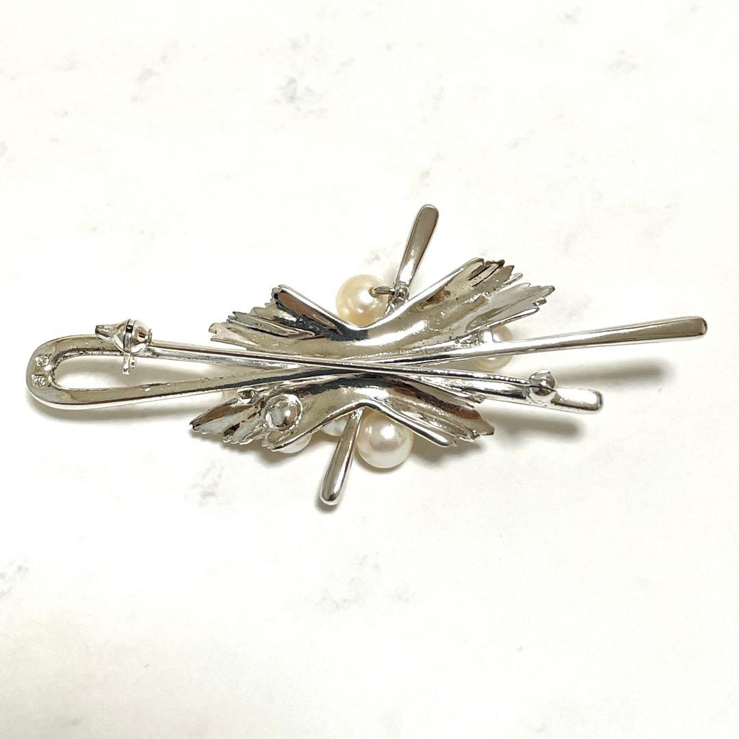 希少デザイン✨MIKIMOTO ミキモト あこや 本真珠 パール ブローチ