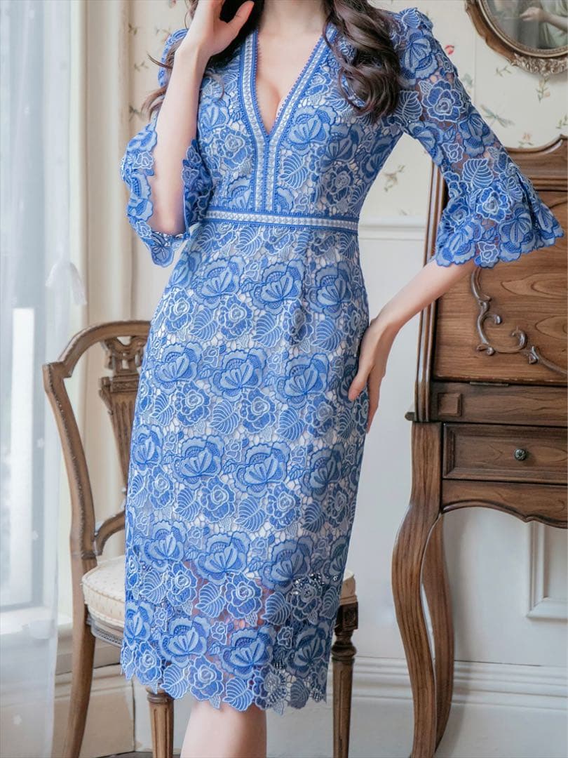 erukei settan ドレス 0 XS ブルー　エルケイ　銀座クチュール