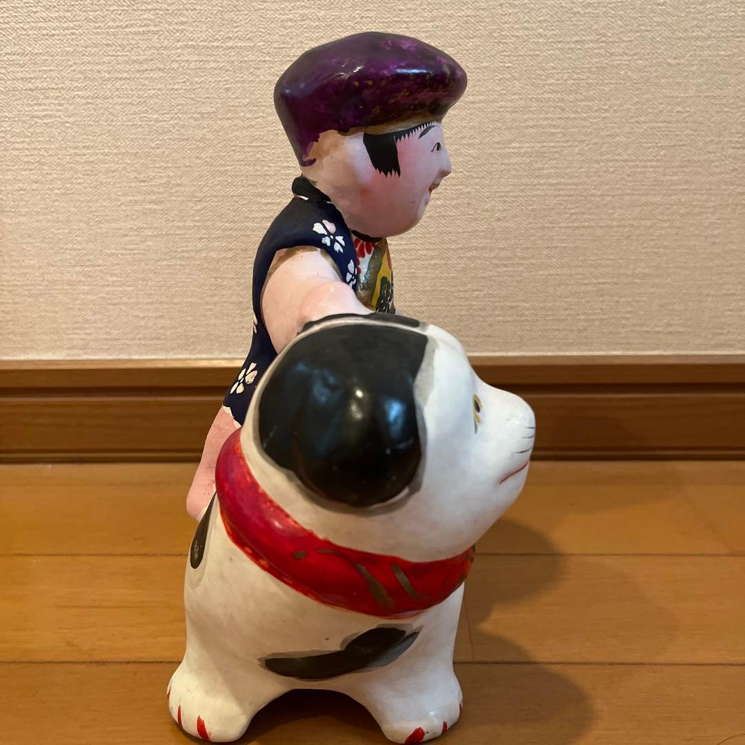 中野土人形　犬乗り童子　伝統工芸品　郷土玩具