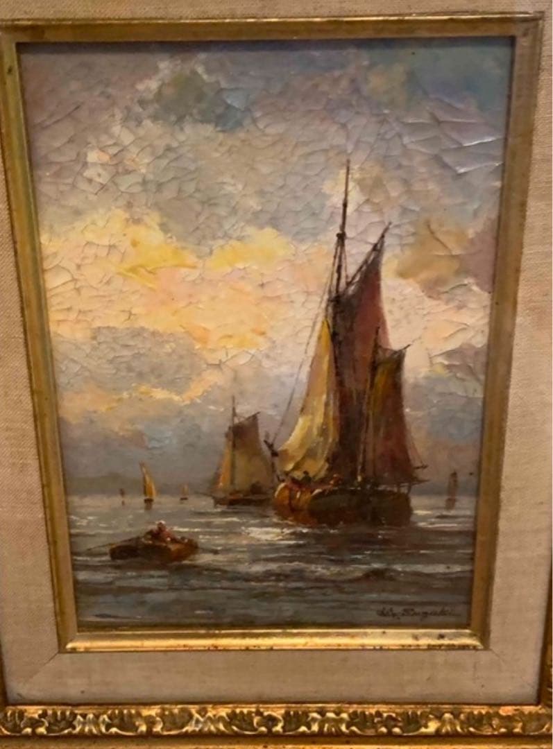 《アンティーク！！一点もの！！》《送料無 料》⭐︎絵画 鈴木政輝作　出船⭐︎