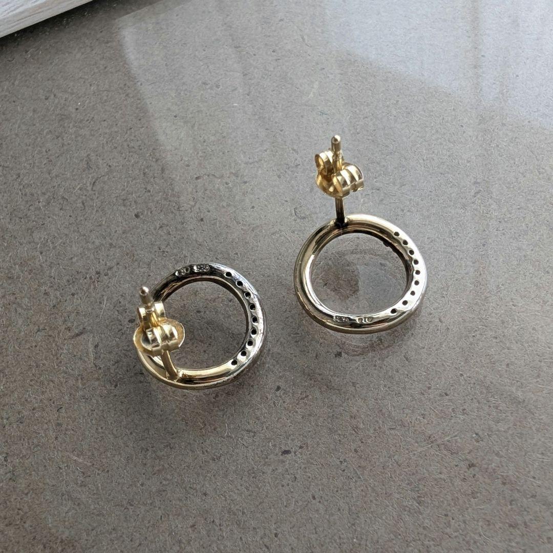 ete　エテ　ビジュー　サークルピアス　K18YG　SV925　イエローゴールド