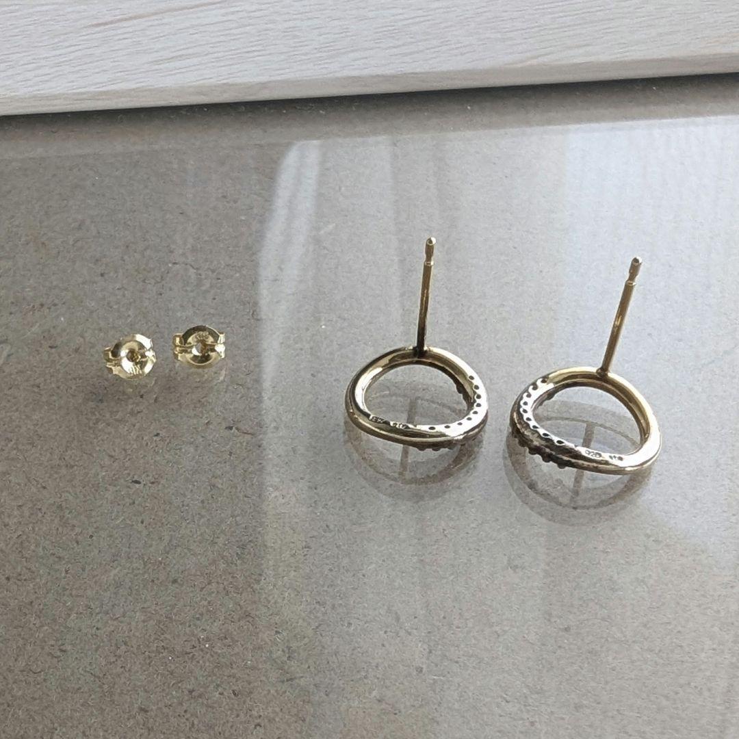 ete　エテ　ビジュー　サークルピアス　K18YG　SV925　イエローゴールド