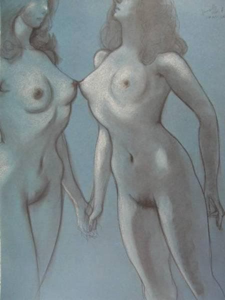 古沢岩美、なかよし、希少大判画集画、新品額装付、状態良好