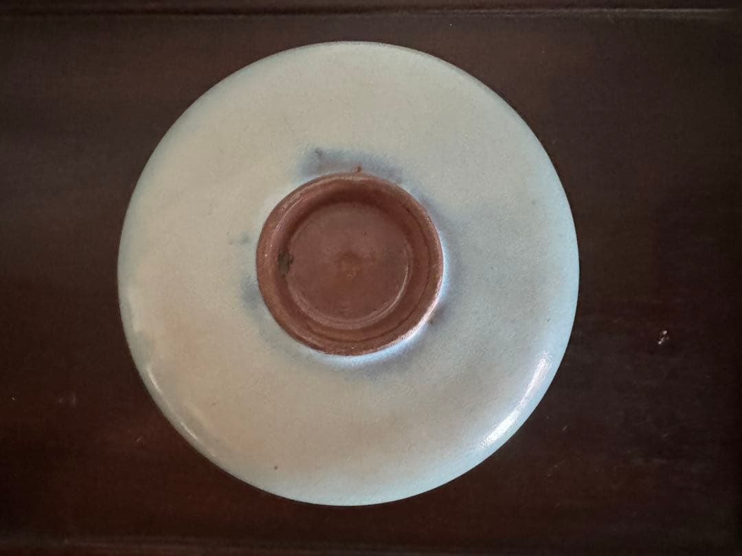中国骨董　古鈞窯皿　月白釉鈞窯赤斑紋盤　茶道具　文房　窯変(N-20)