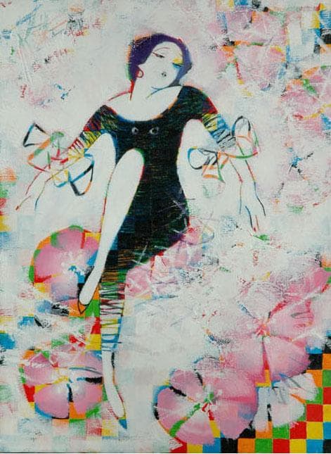 油絵 菅家令子 絵 絵画インテリア 額付(白) uF6-010211 人物 女性