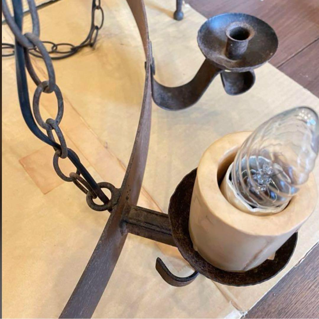 直径116cm アンティークのシャンデリア　イギリス製　特大サイズアイアン