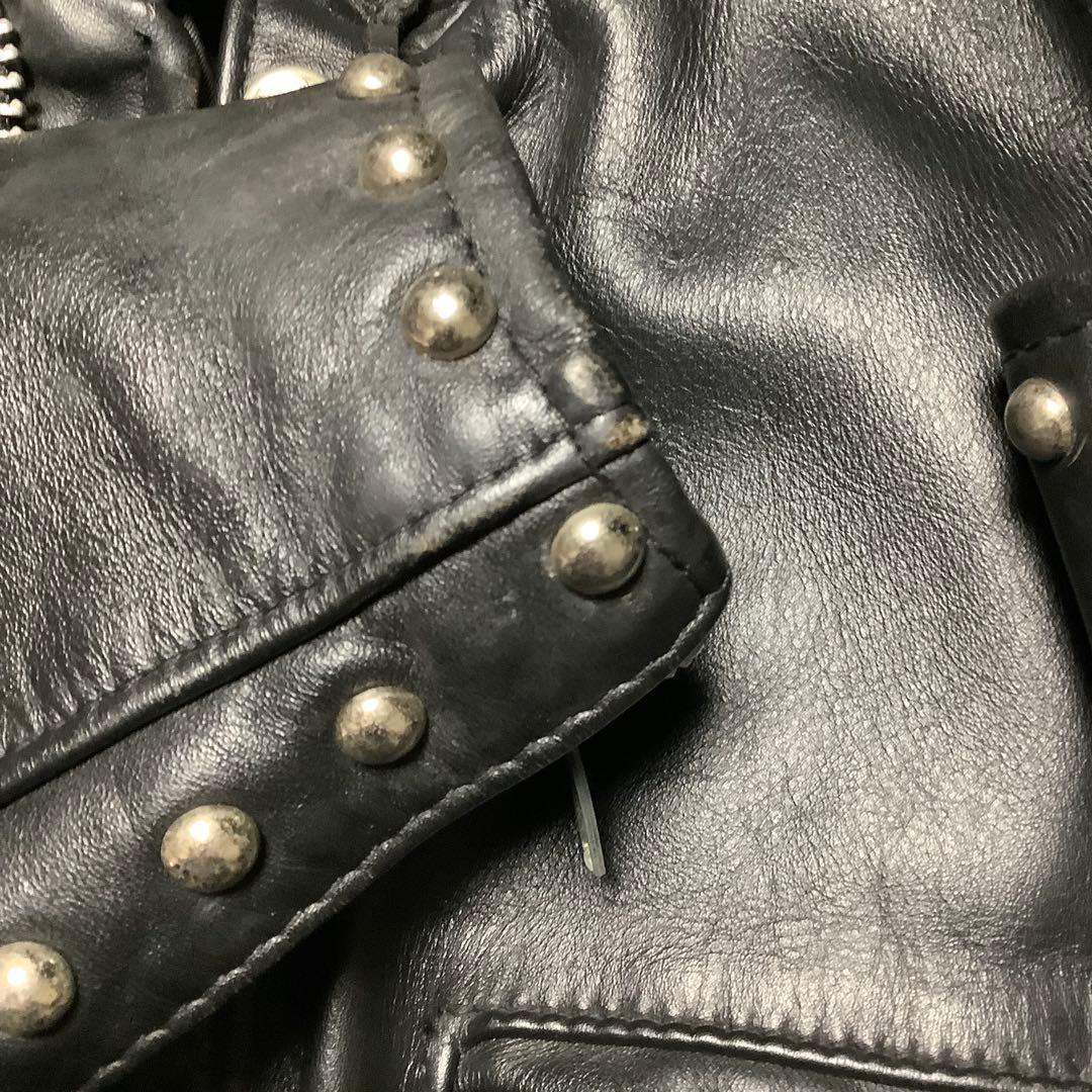 Schott スタッズ付きレザーシングルライダースジャケット K-321 メンズ