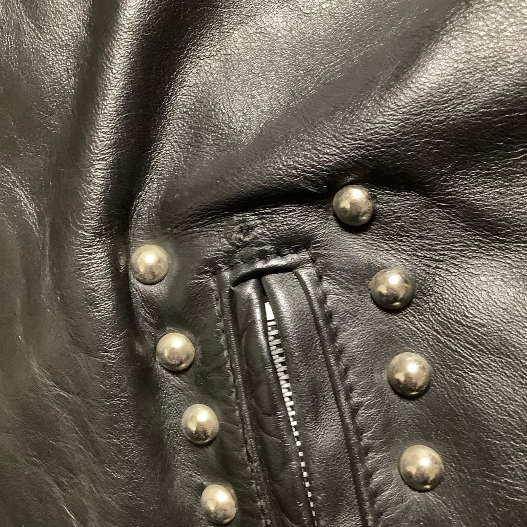 Schott スタッズ付きレザーシングルライダースジャケット K-321 メンズ