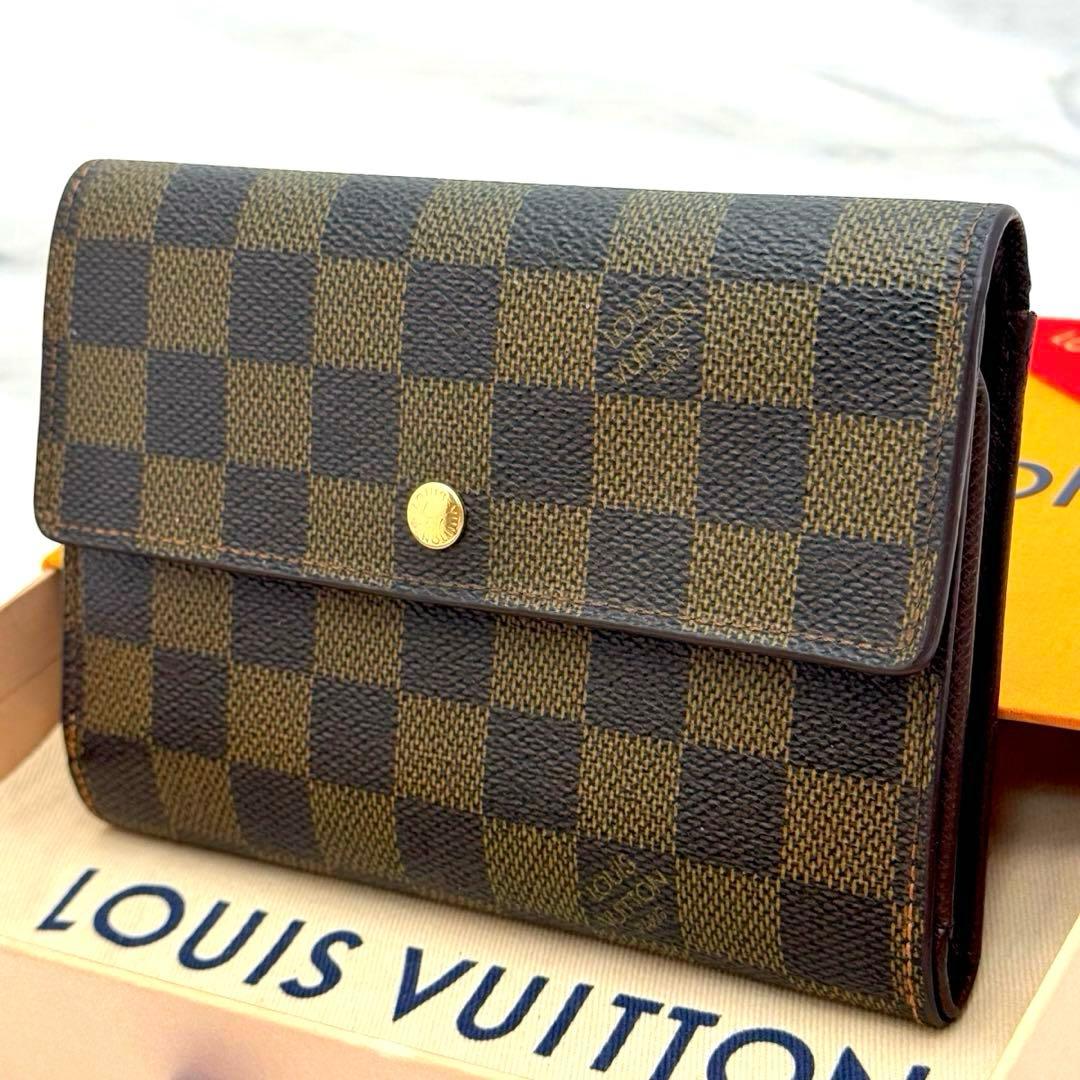 美品✨️ルイヴィトン　ダミエ　ポルトトレゾール　エテュイパピエ　三つ折り財布