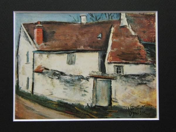 荻須 高徳、白い家、希少画集より、 新品高級額装付