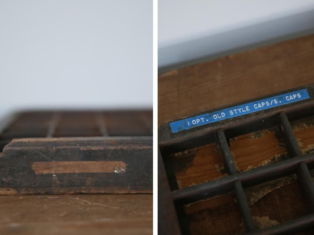 英国アンティーク木製プリンタトレイ/飾り棚/枡ケース/小物入れ(92-46-2)