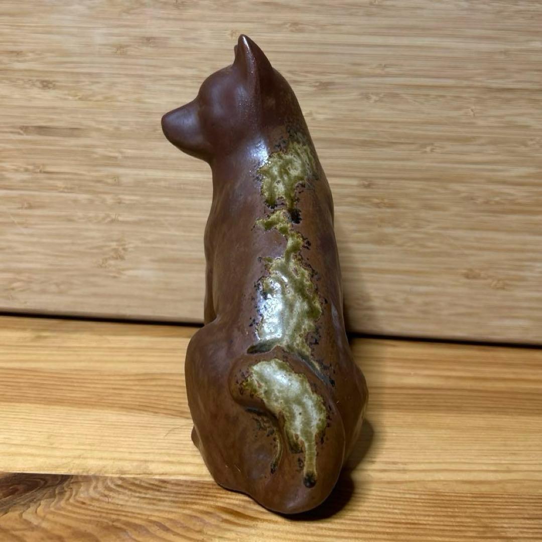 陶器 【丹波立杭焼】犬の置物 茶色　焼き物