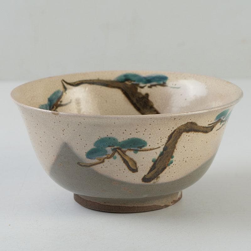 茶道具　尾形乾山作　色絵松図　茶碗　仕覆付　時代箱　Z　8609