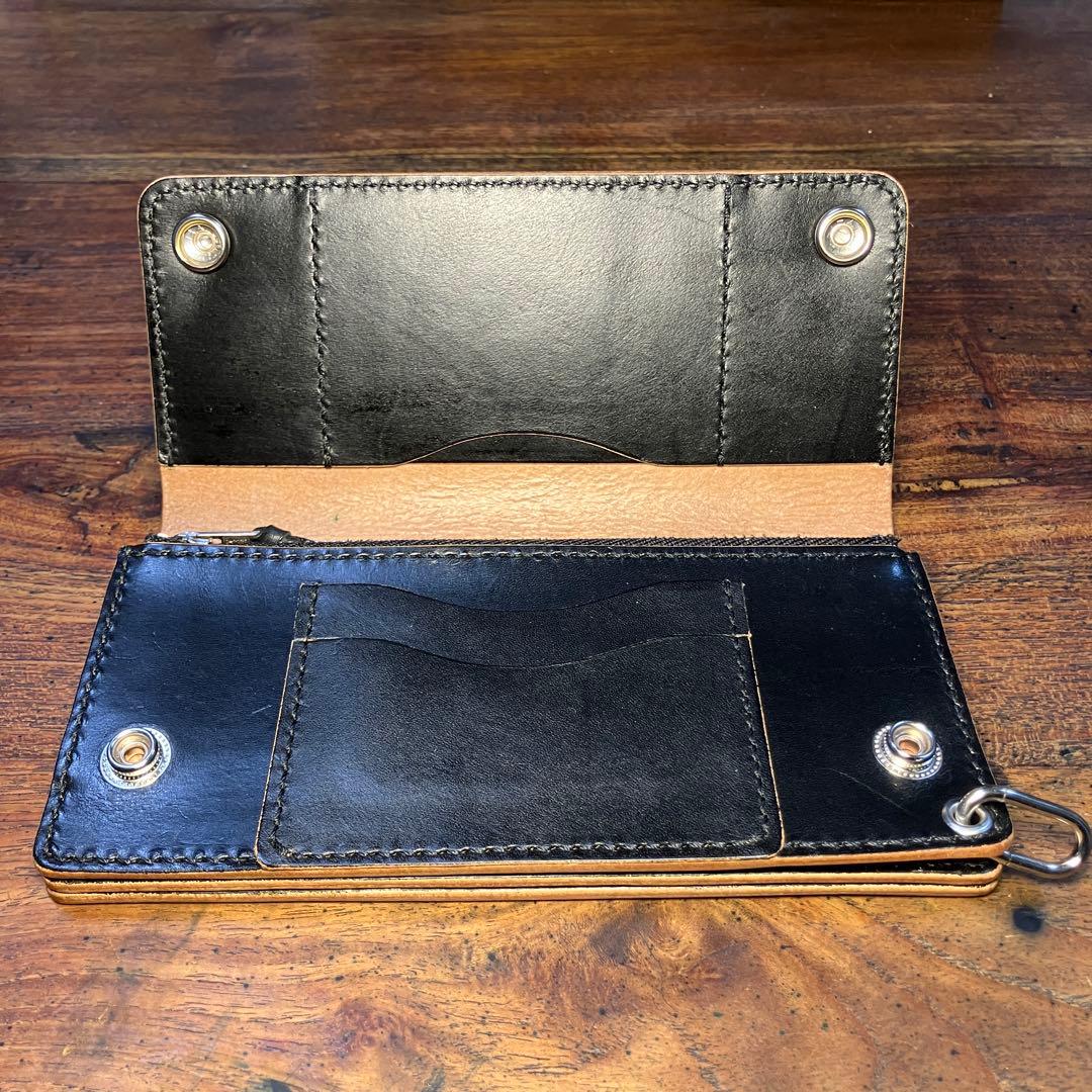 トラッカーウォレット　ブラック　国産本革　レザークラフト