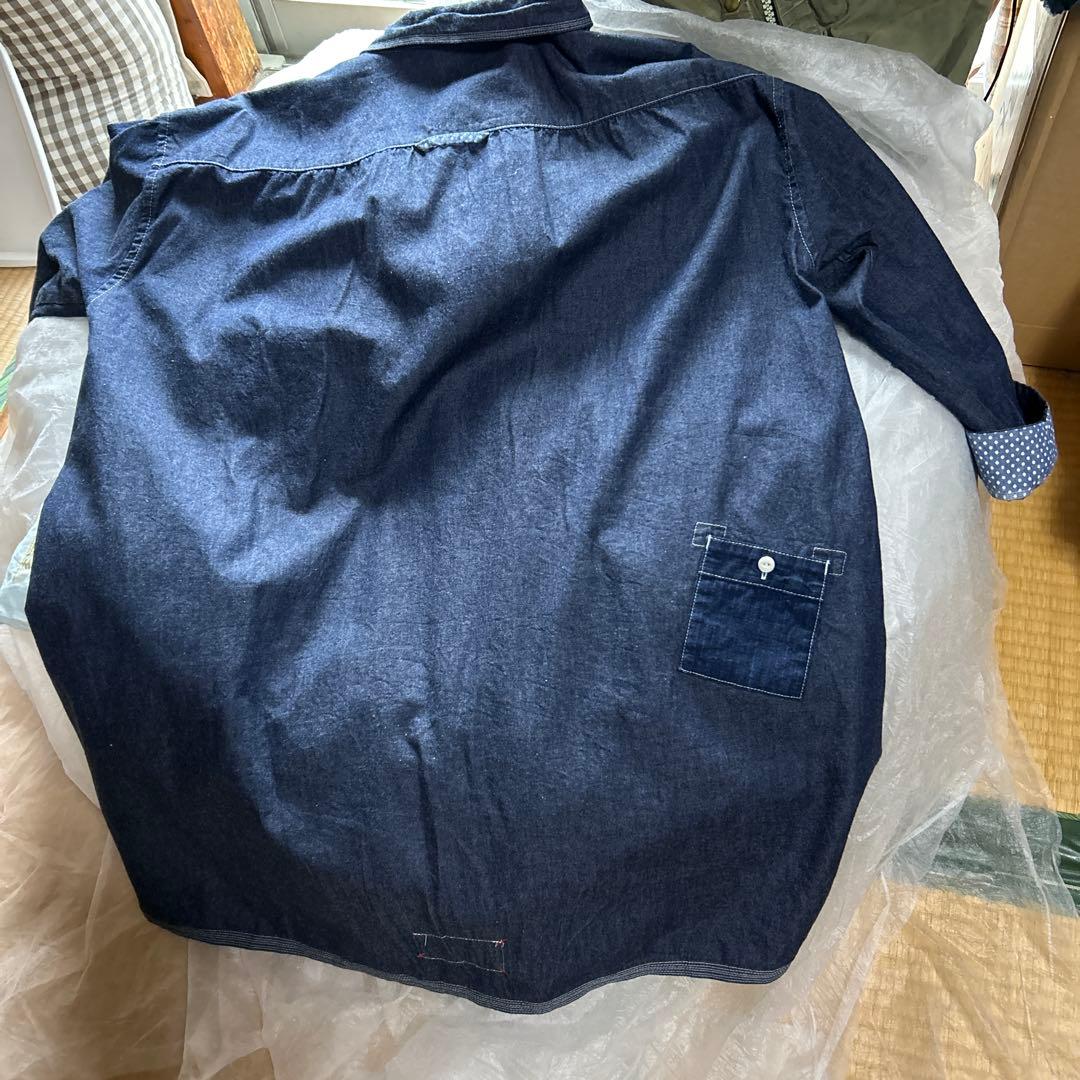 ダークデニム ロングシャツ男女兼用快晴堂