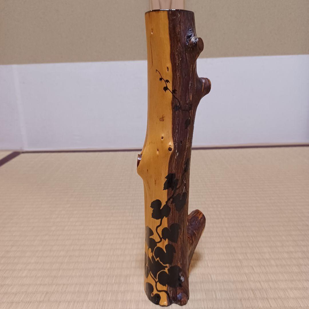 銀金具　蔦漆絵　掛花入　銀落とし　桐箱有　茶道具　漆芸　漆器　木製　⑲