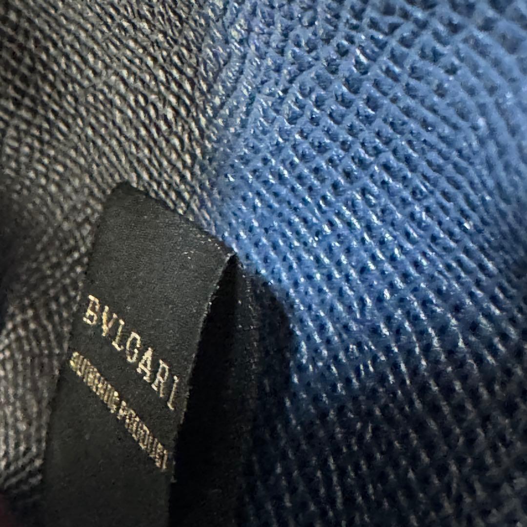 【未使用級】IC搭載　ブルガリ　マン　グレインレザー　 6連キーケース　ネイビー