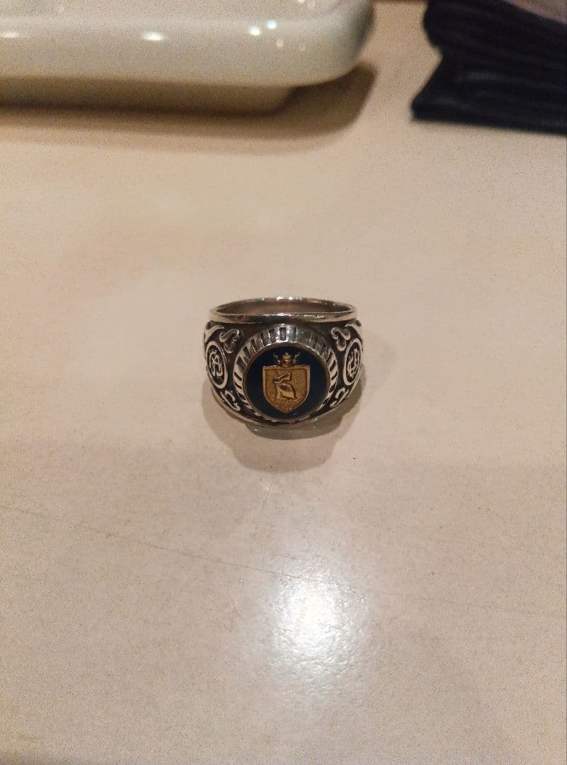 ポールスミス　カレッジリング　18号　指輪　シルバー 紋章　青　銀　金