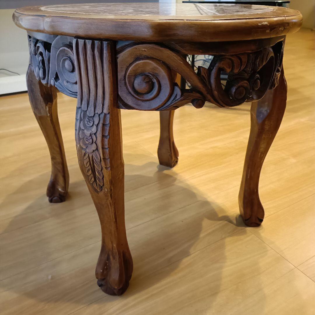 大理石 サイドテーブル 猫脚 アンティーク ヴィンテージ ロココ 飾り 西洋家具