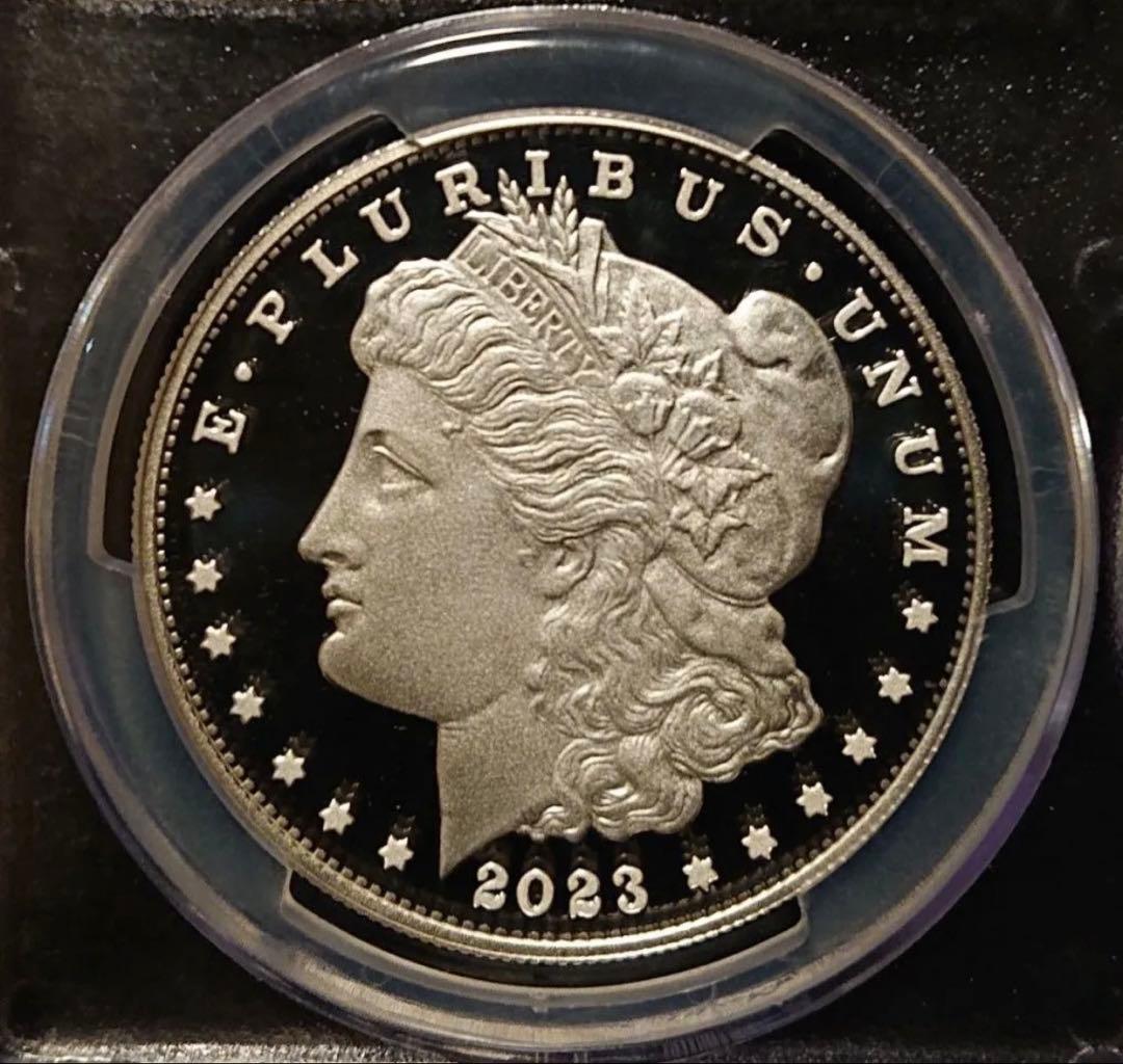 【初日鑑定】純銀　モルガンダラー　ピースダラー 2枚セット PR70 銀貨