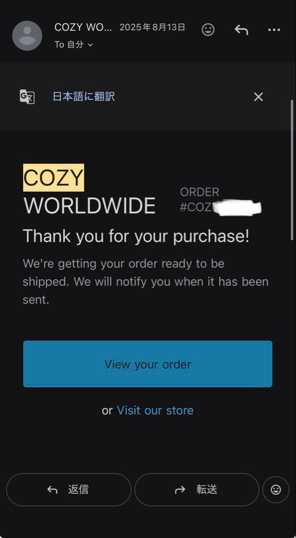 Cozyworldwide Mサイズ　フーディ　公式から購入