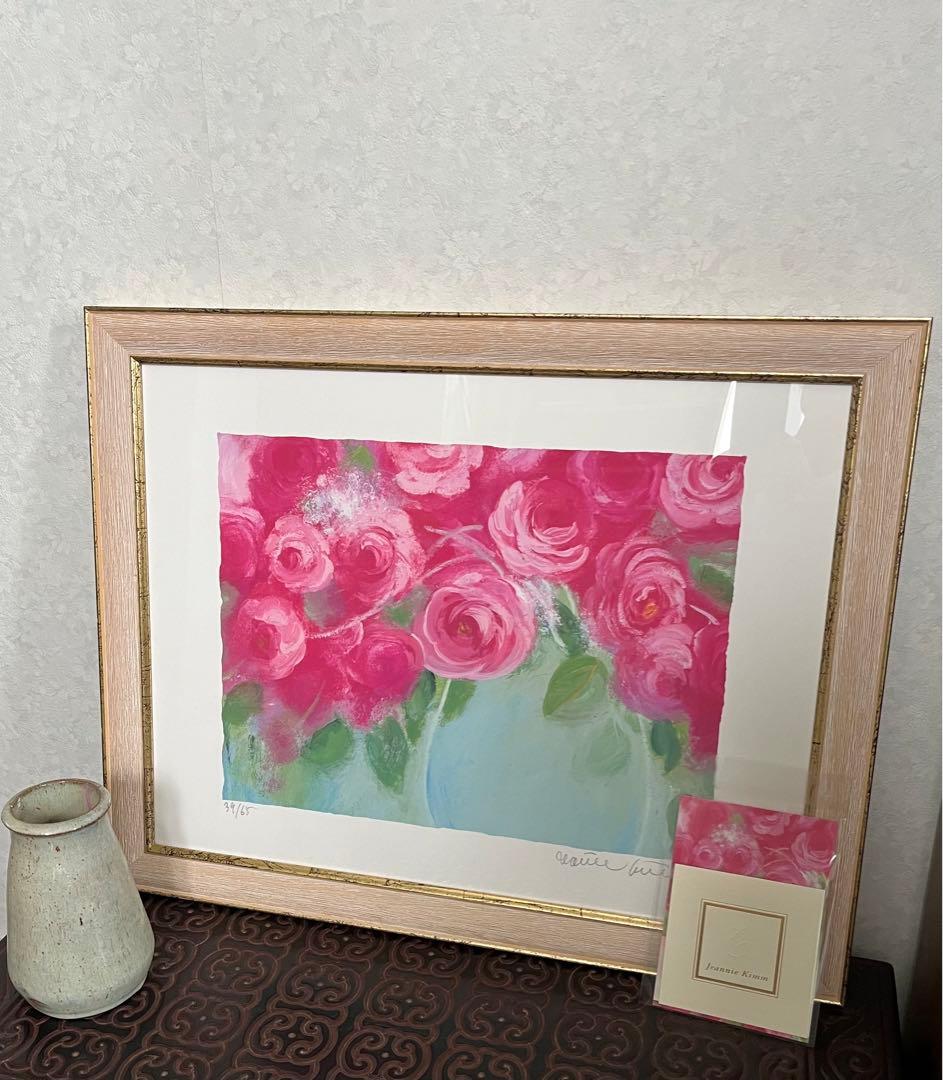 額入り版画　58×46 ジニー・キム　65枚限定 ED、サイン、証明書有　ピンク