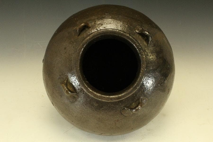 六古窯 常滑 四耳壷 茶壷 茶道具 高25cm(LC644)