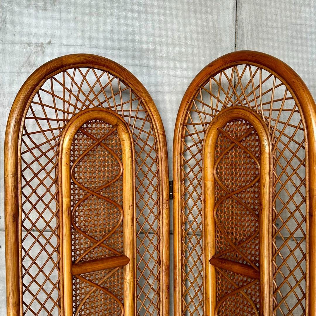 ꧁オールドラタン꧂4連パーティション　間仕切り　藤　アジアン　アンティーク