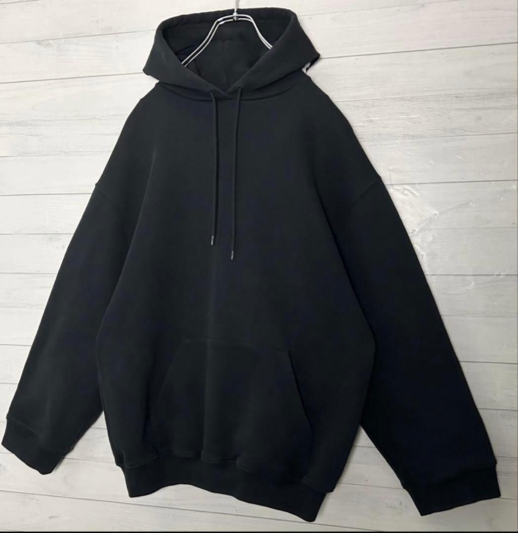 【極美品・人気】バレンシアガ フードロゴ プルオーバー パーカー ブラック 黒