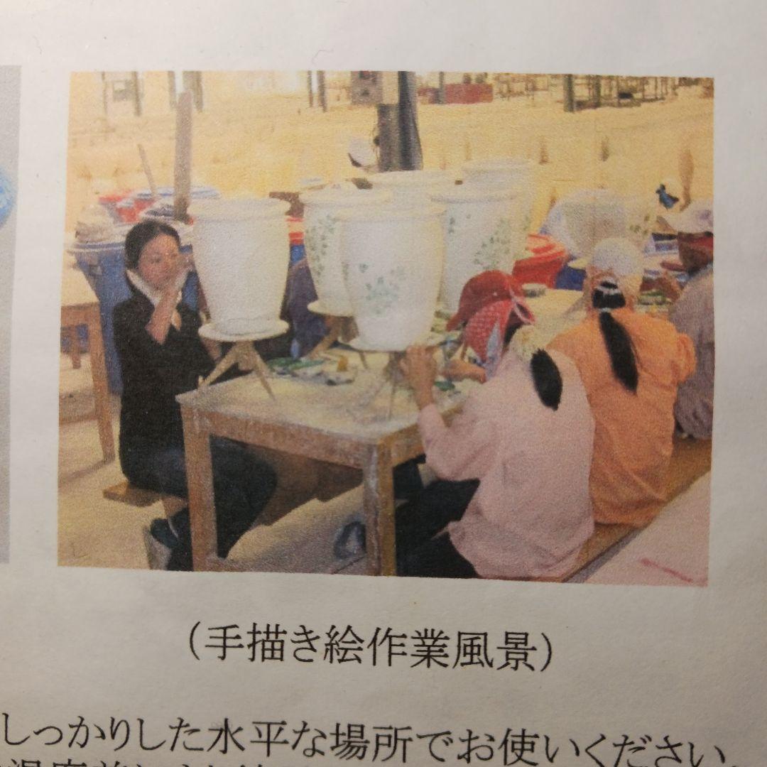 新品　∅50　陶器　睡蓮鉢　特大　メダカ鉢　難有　手書き絵　花柄　手造りLKB2