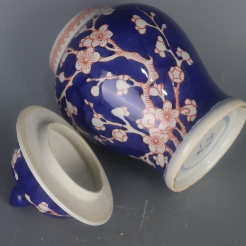 清康煕青花釉里氷梅紋将軍壺 景徳鎮 陶磁器 装飾品 現代工芸品 美術品 置物